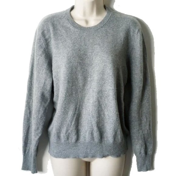 Quince 100% Mongolian Cashmere Fitted Crewneck Sweater XL Heather Gray - Picture 2 of 6